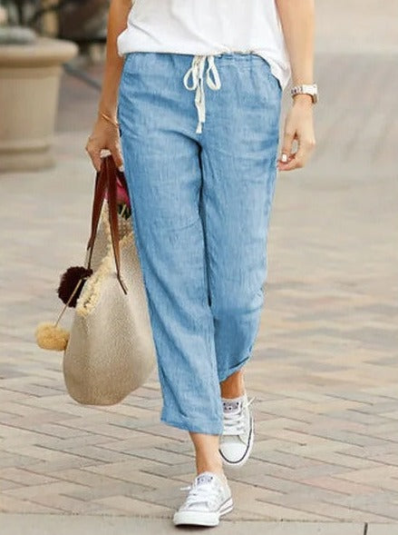 Casual Y2K Drawstring Elastic Waist Ankle Length Pants