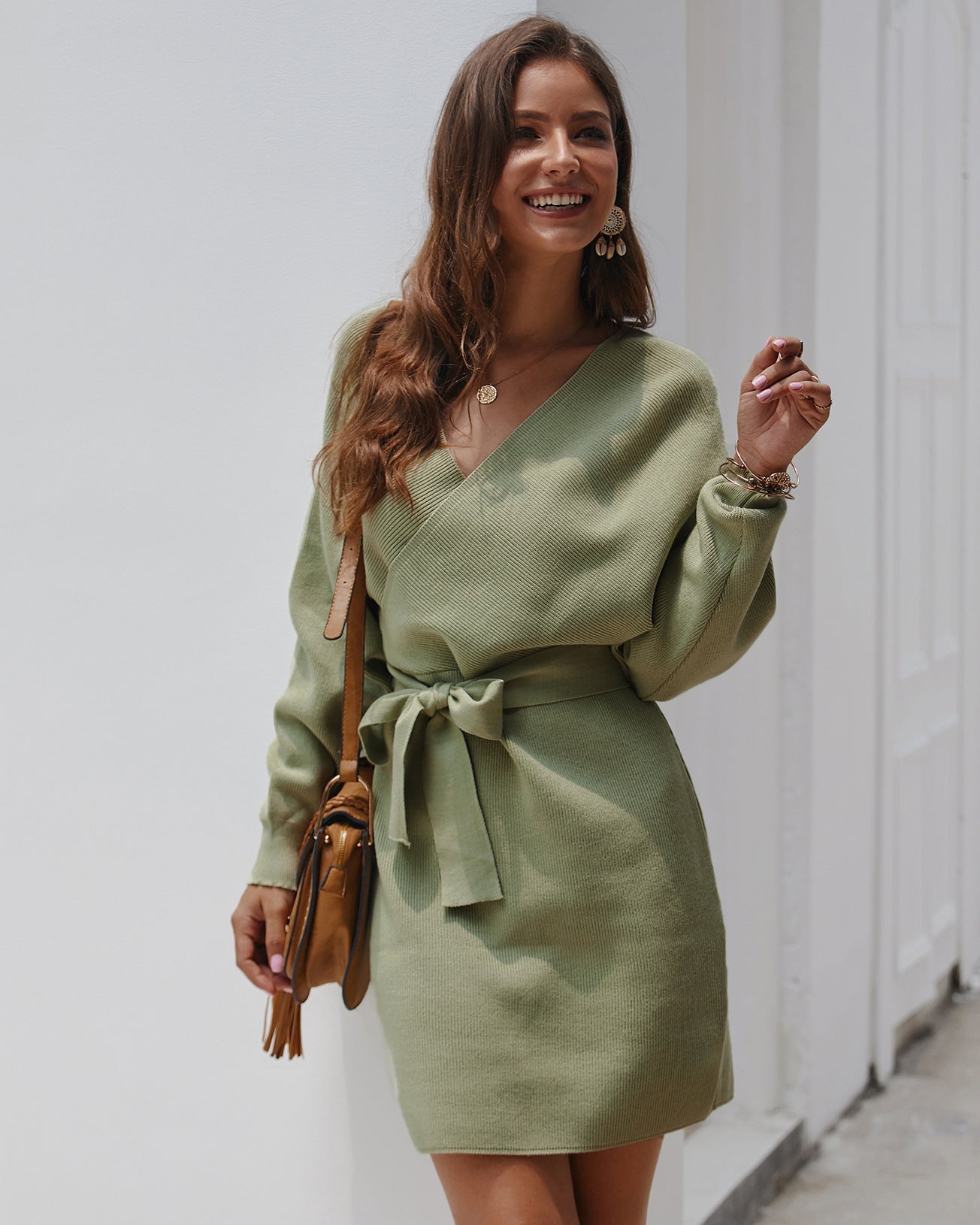 Chic Wrap Sweater Dress