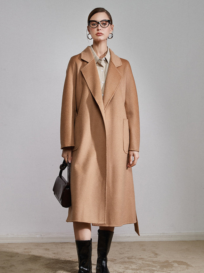 Damen Trenchcoat Mit Gürtel Lang Elegant Klassisch 