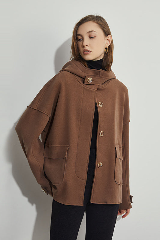 Übergangsjacke Damen mit Kapuze und Tasche - Elegante Jacke Frühling Herbst