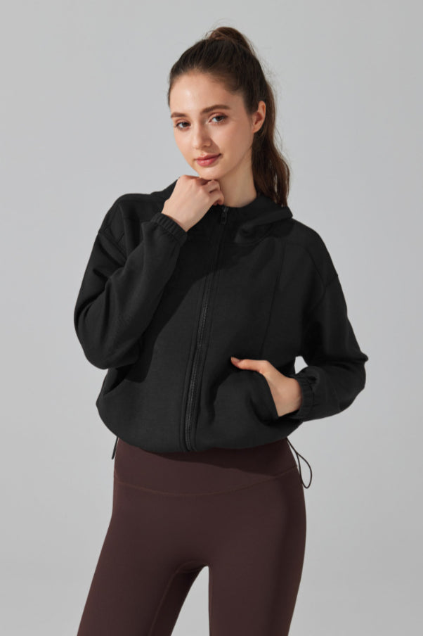 Damen Sport Hoodie mit Reißverschluss - Bequeme Fitnessjacke mit Kapuze