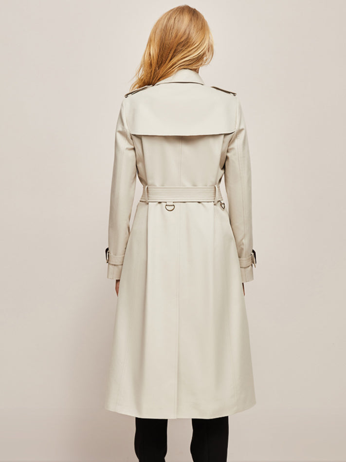 Klassischer Trenchcoat Damen Lang Mit Gürtel – Eleganter Übergangsmantel Herbst