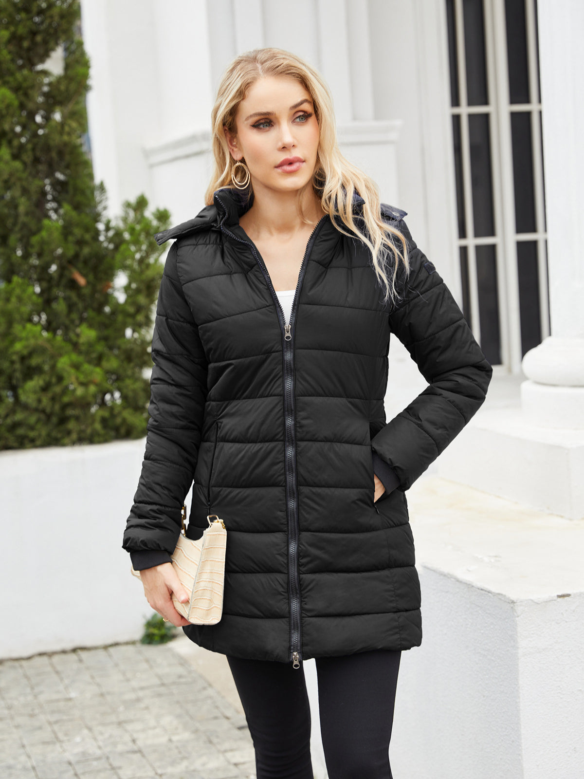 Steppjacke Damen Lang Warm Gefüttert – Leichte Winterjacke Mit Kapuze