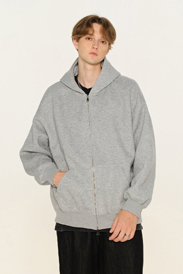 Grauer Zip Hoodie Unisex Oversize Kapuzenjacke Komfortable Jacke