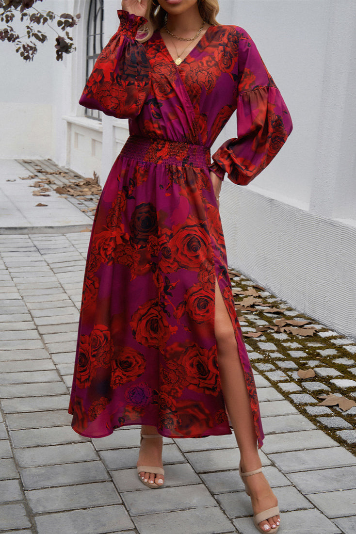 Robe longue à imprimé floral vibrant