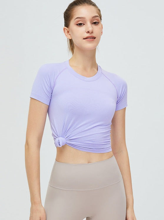 T-shirt d'entraînement doux sans couture violet 