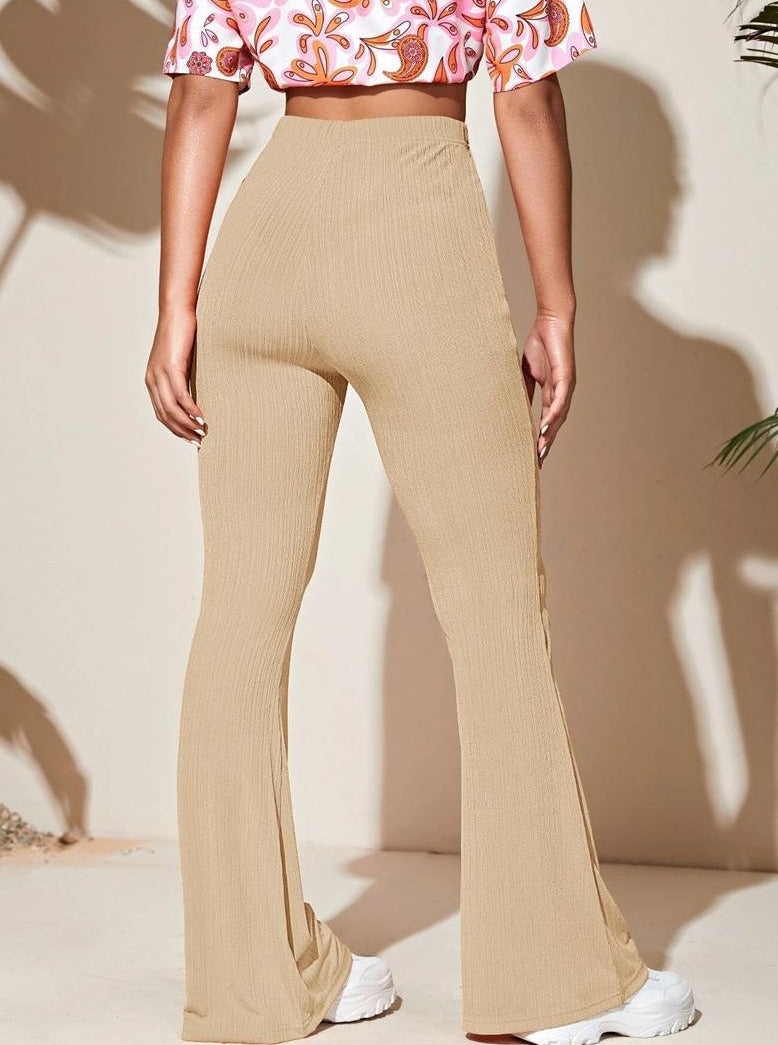 Pantalon extensible à jambe évasée kaki