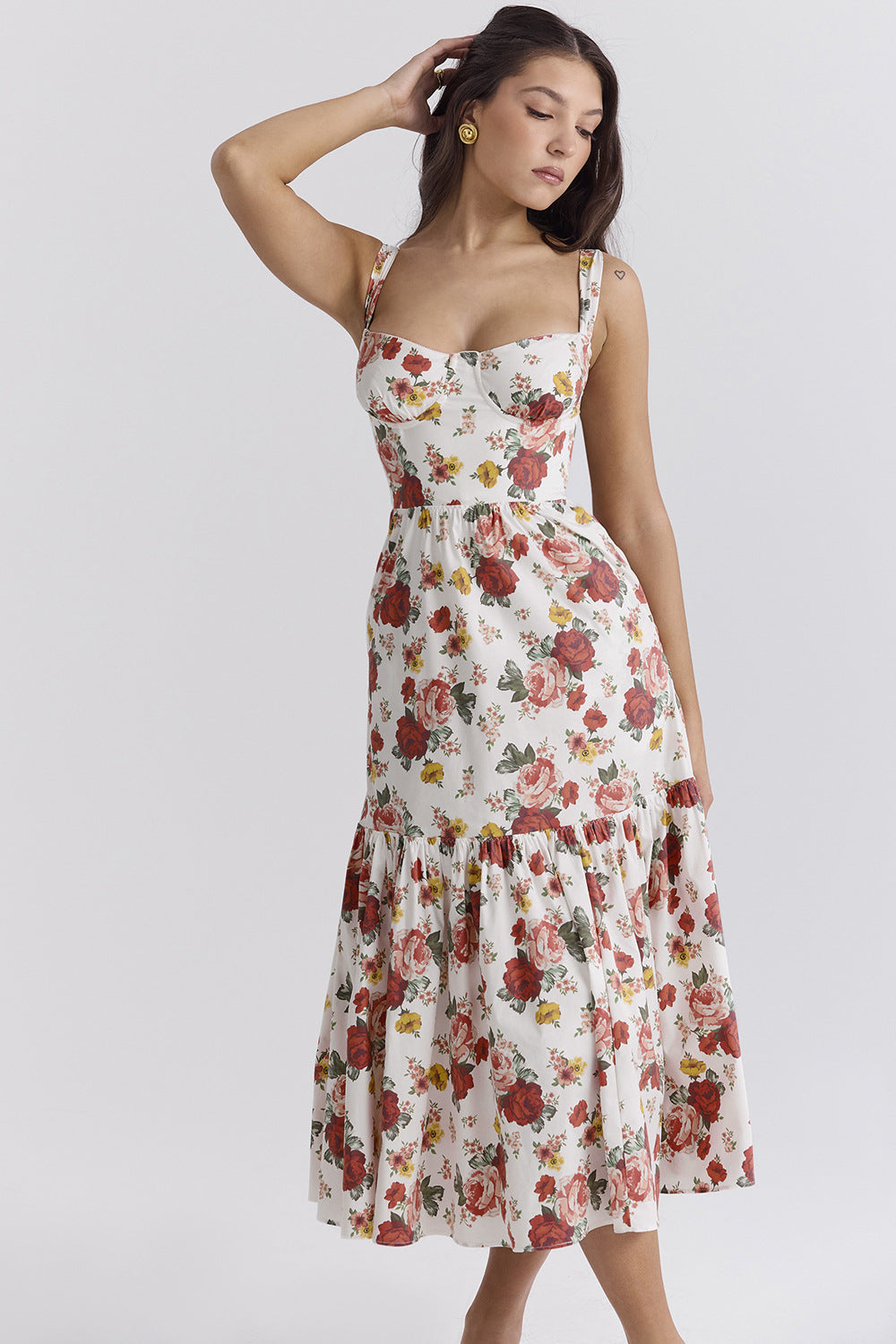 Robe d'été sans manches à imprimé floral 