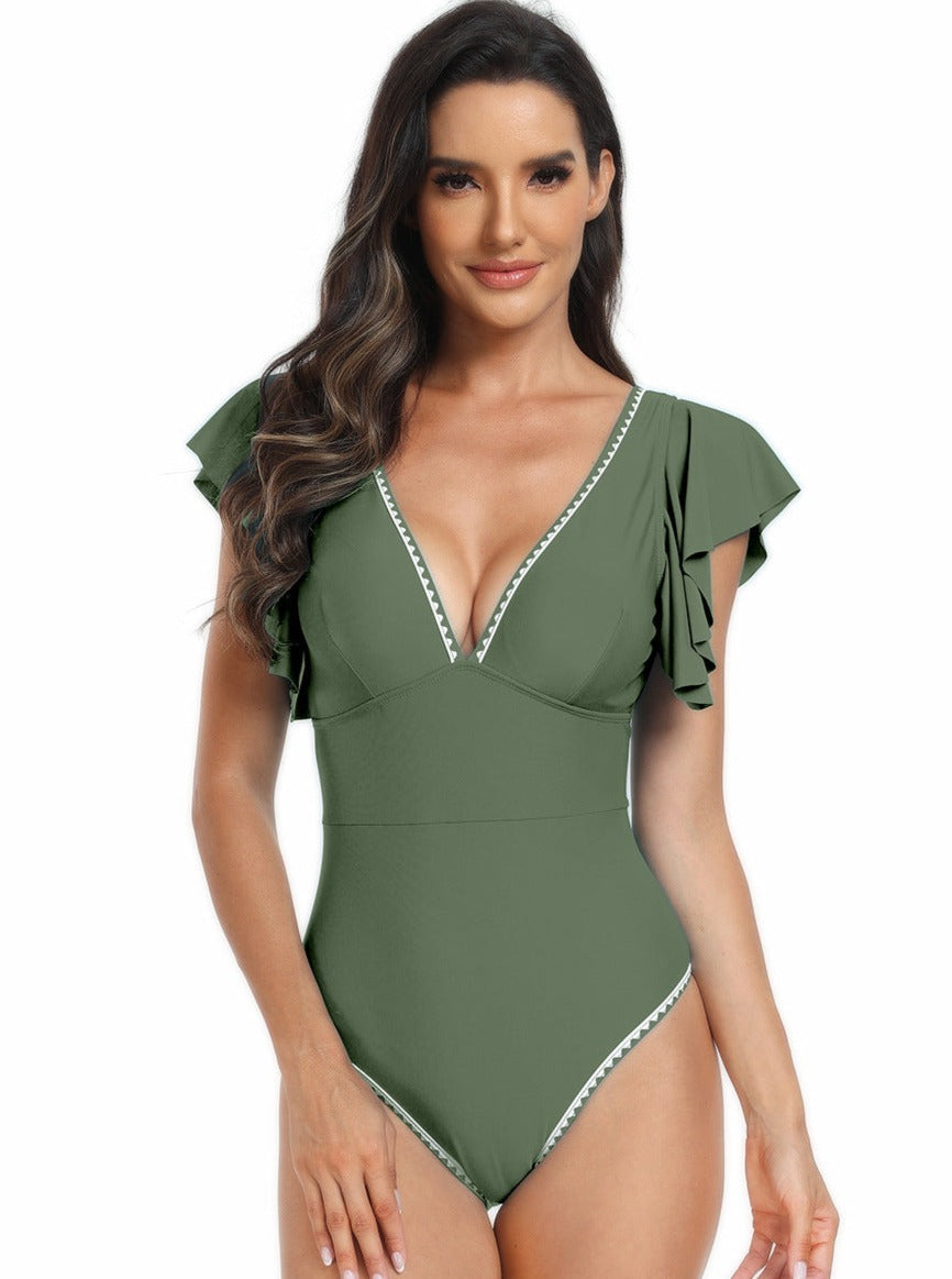 Maillot de bain à volants tendance pour femme 