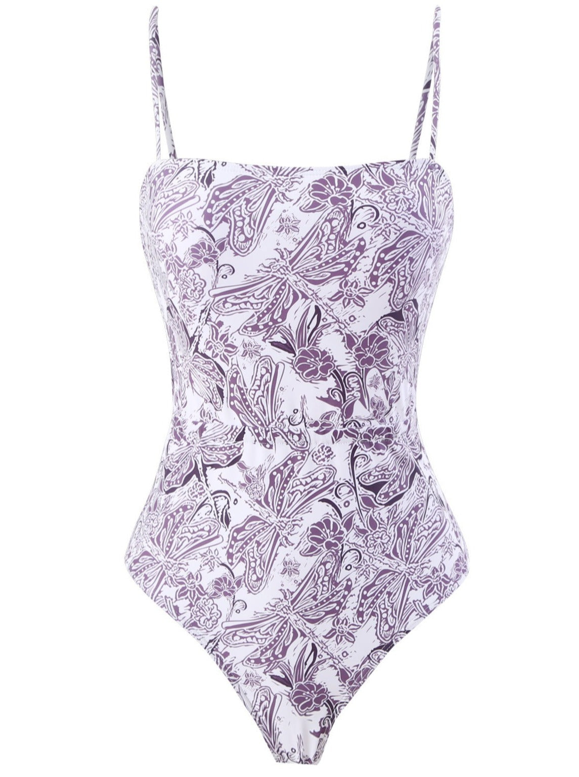 Maillot de bain à imprimé floral libellule vintage 