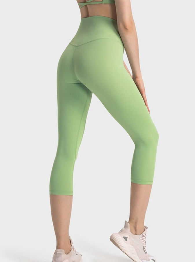 Pantalon de yoga extensible taille haute vert pomme