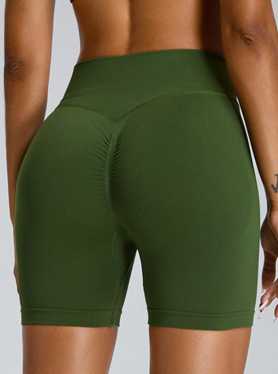 Short de sport taille haute sans couture vert menthe rehaussant les fesses 