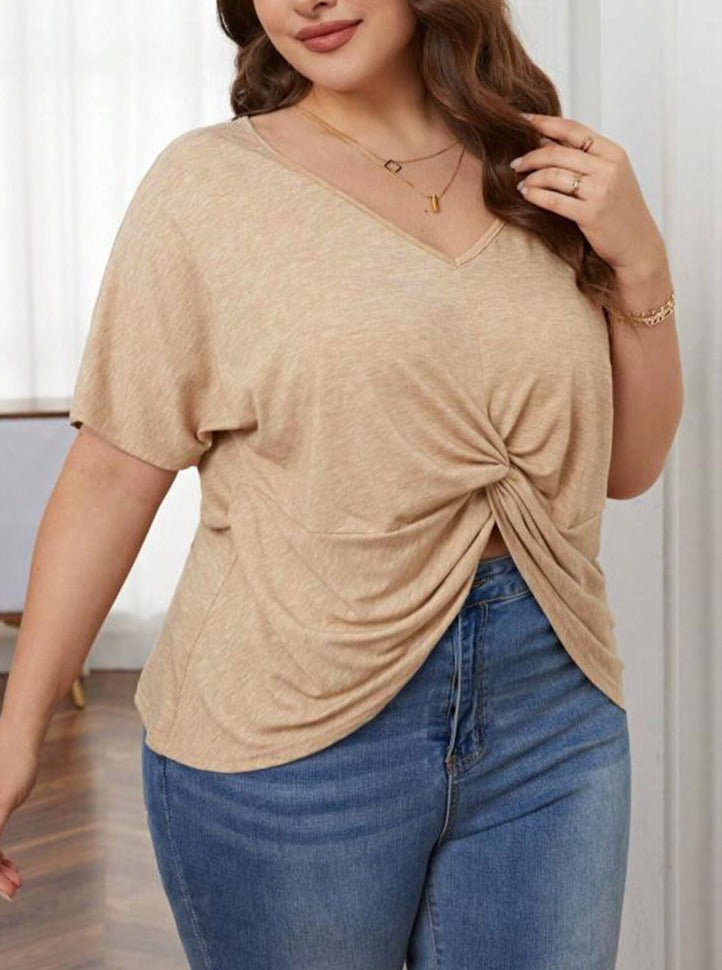 Loose Casual V-Neck Hem Top