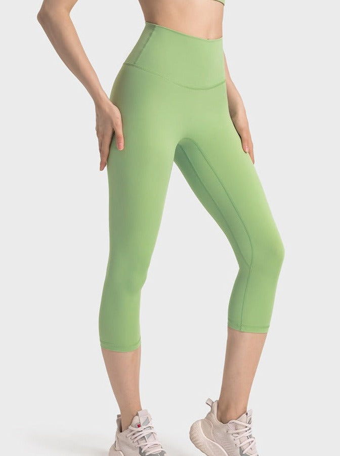 Pantalon de yoga extensible taille haute vert pomme