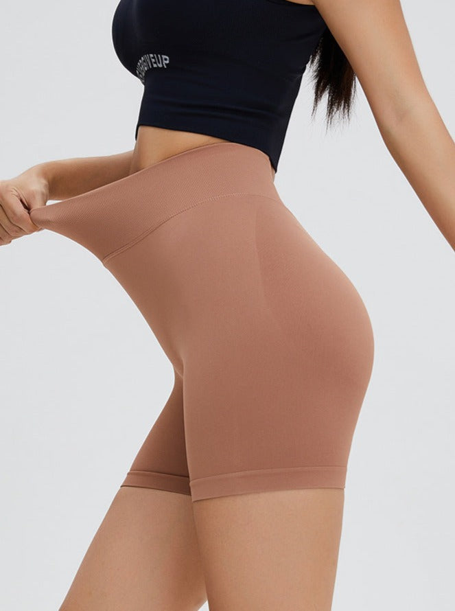 Short de sport taille haute sans coutures pour remonter les fesses 