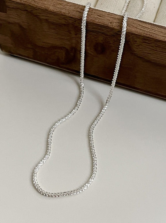 Collier clavicule en argent avec chaîne scintillante