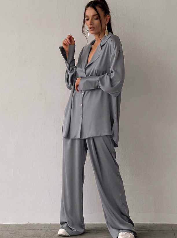 Ensemble pyjama deux pièces à manches longues et pantalon ample 