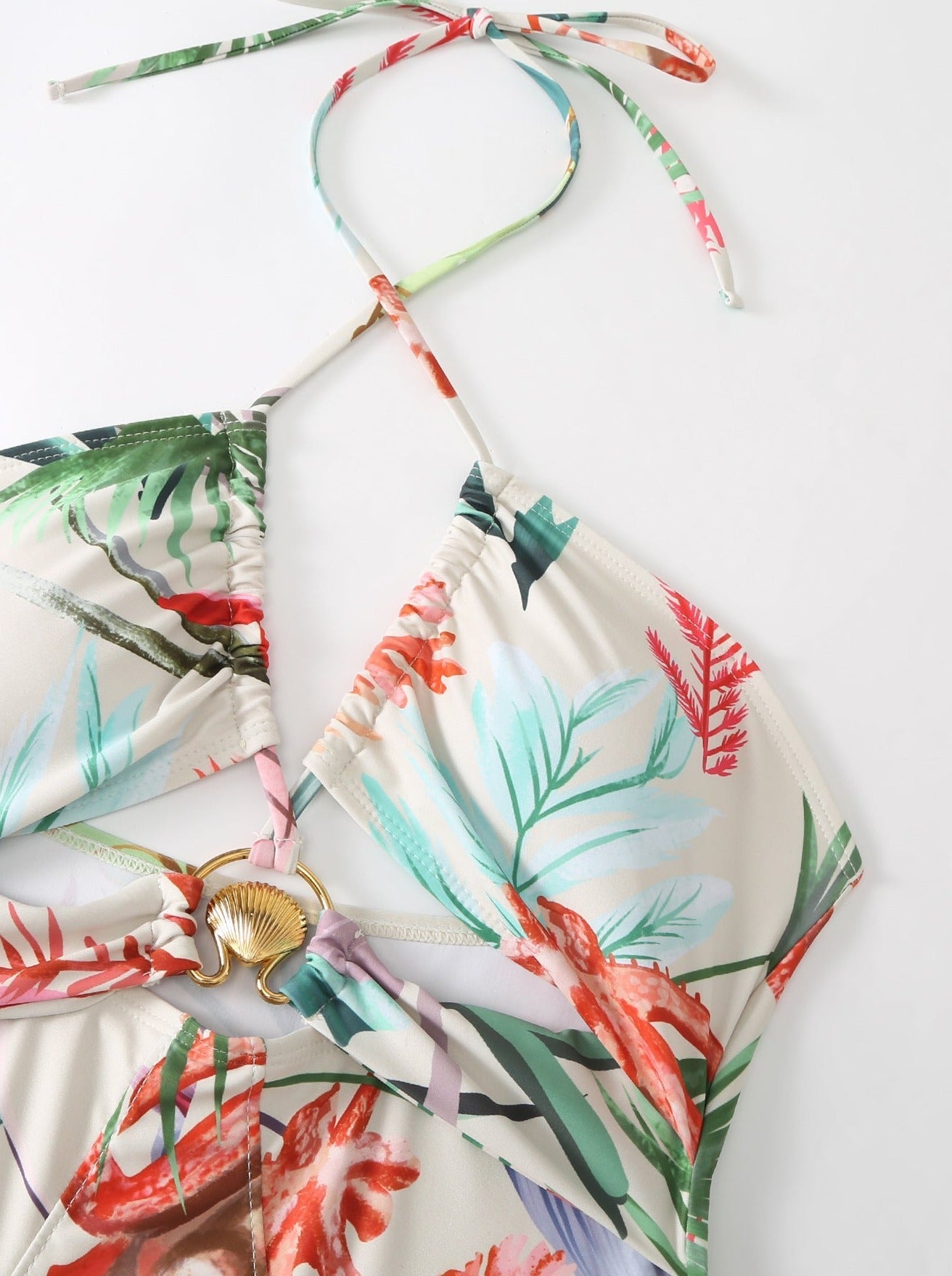 Maillot de bain et jupe deux pièces à imprimé tropical pour femme 