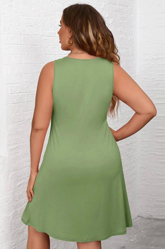 Robe chemise décontractée à col en V grande taille 