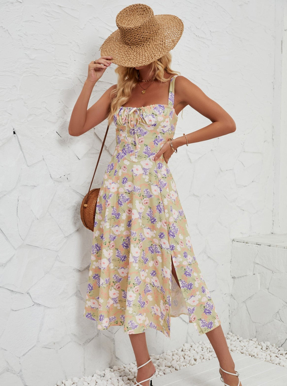 Robe d'été sans manches à imprimé floral 