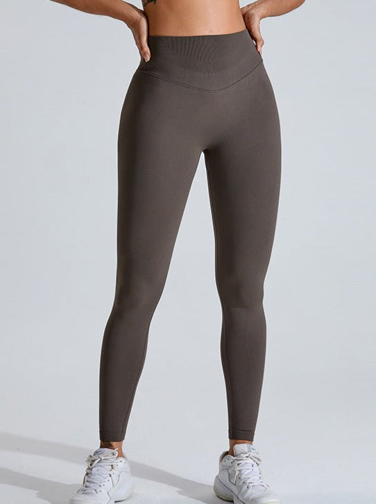 Pantalon de sport taille haute gris rehaussant le ventre 