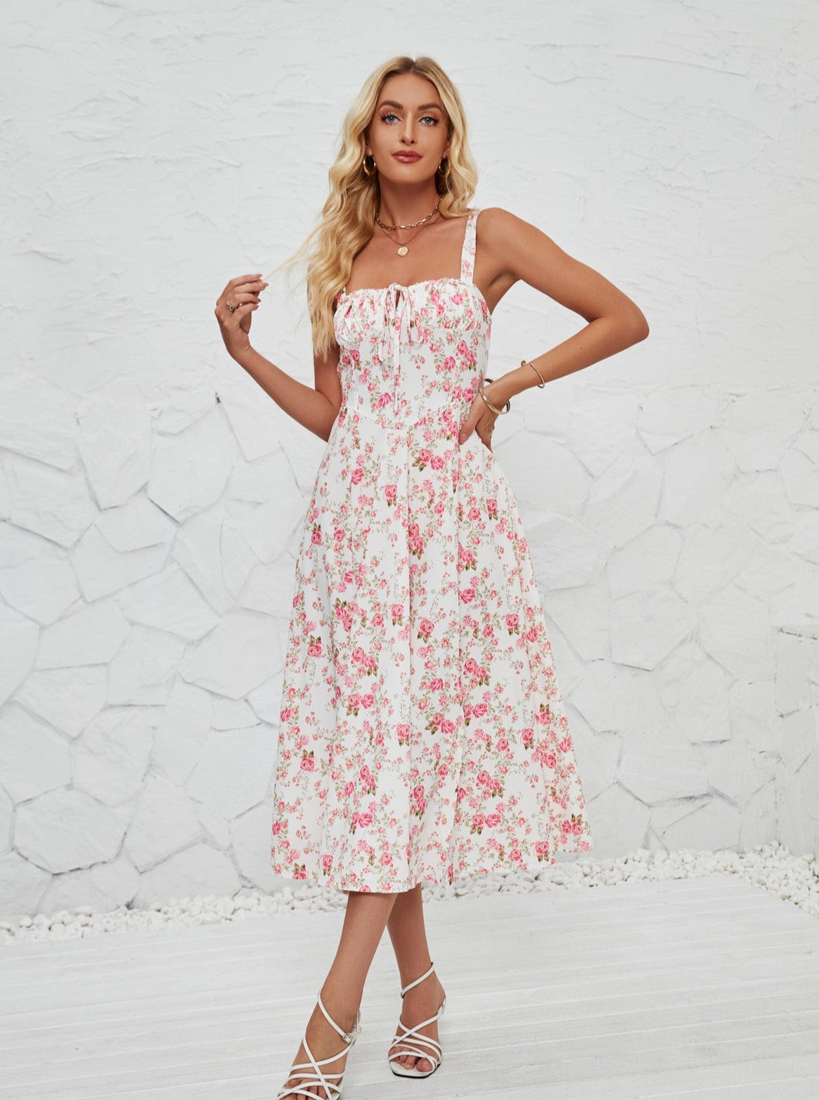 Robe d'été sans manches à imprimé floral 