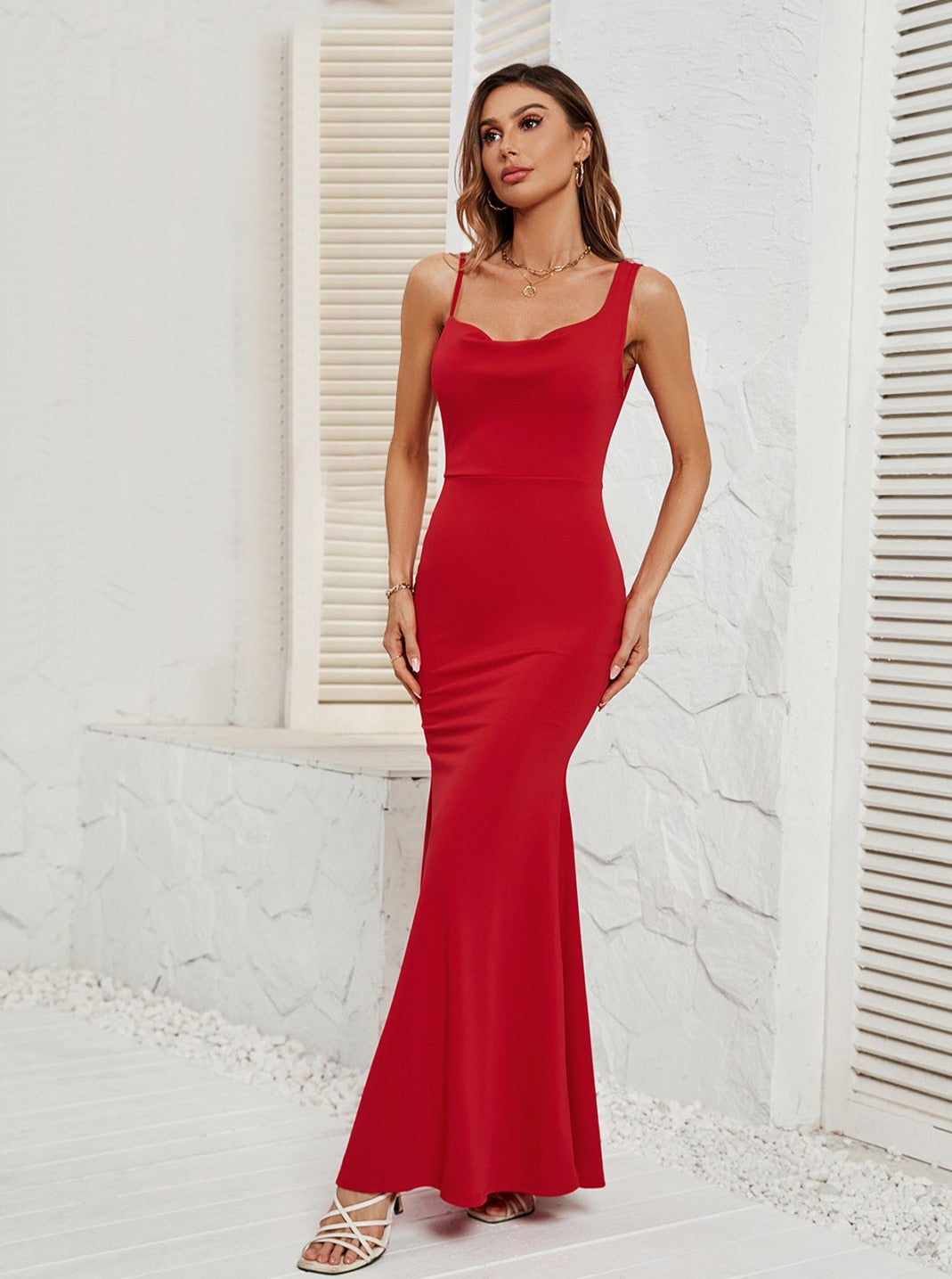 Robe longue dos nu décontractée pour soirée d'été 