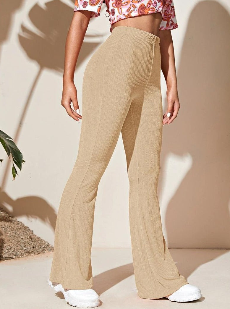 Pantalon extensible à jambe évasée kaki