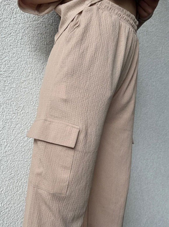 Chemise ample décontractée à manches courtes et pantalon droit 