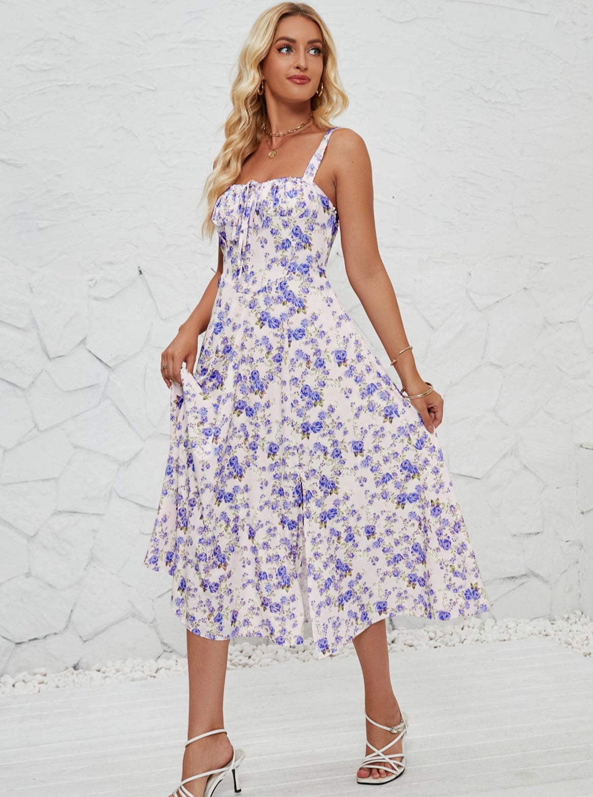 Robe d'été sans manches à imprimé floral 