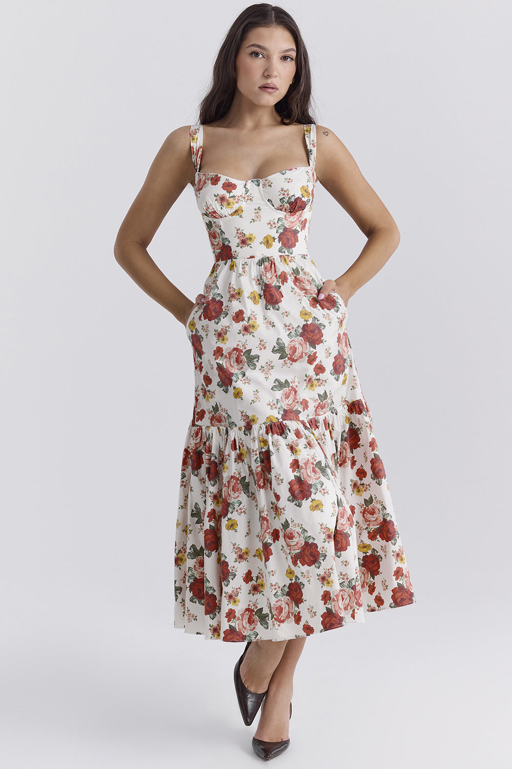 Robe d'été sans manches à imprimé floral 