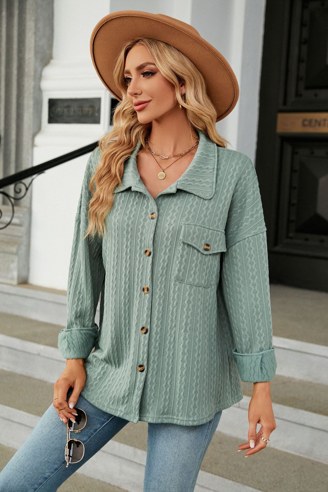 Chemise boutonnée texturée pour femme