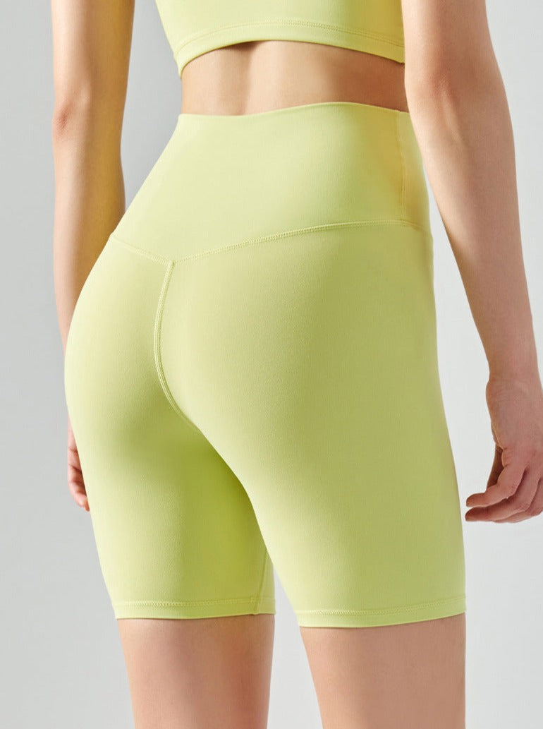 Short de yoga taille haute élastique sans coutures 