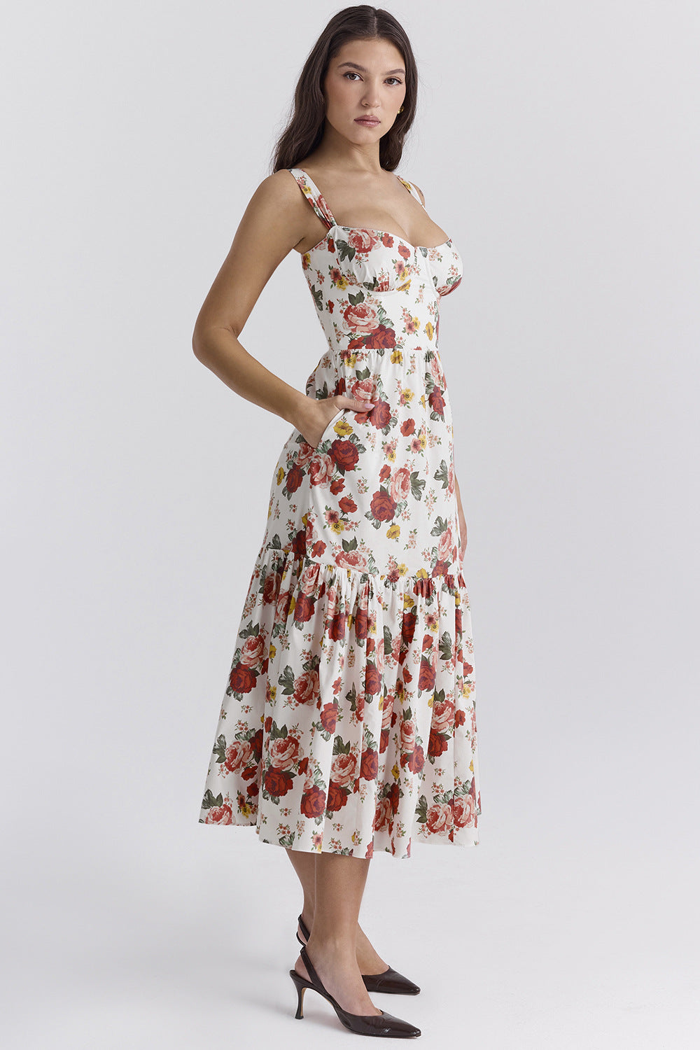 Robe d'été sans manches à imprimé floral 