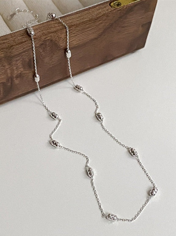 Chaîne de clavicule rétro en argent sterling avec perles