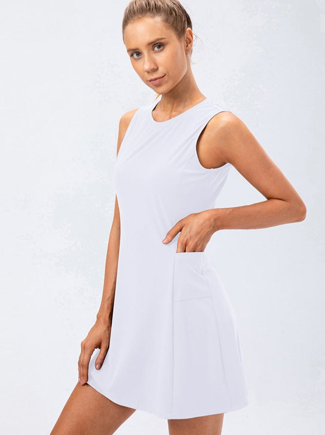 Robe de tennis décontractée une pièce blanche pour femme 