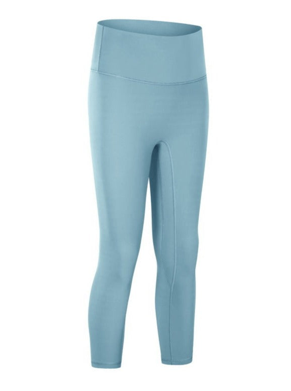 Pantalon de yoga extensible taille haute bleu poudre