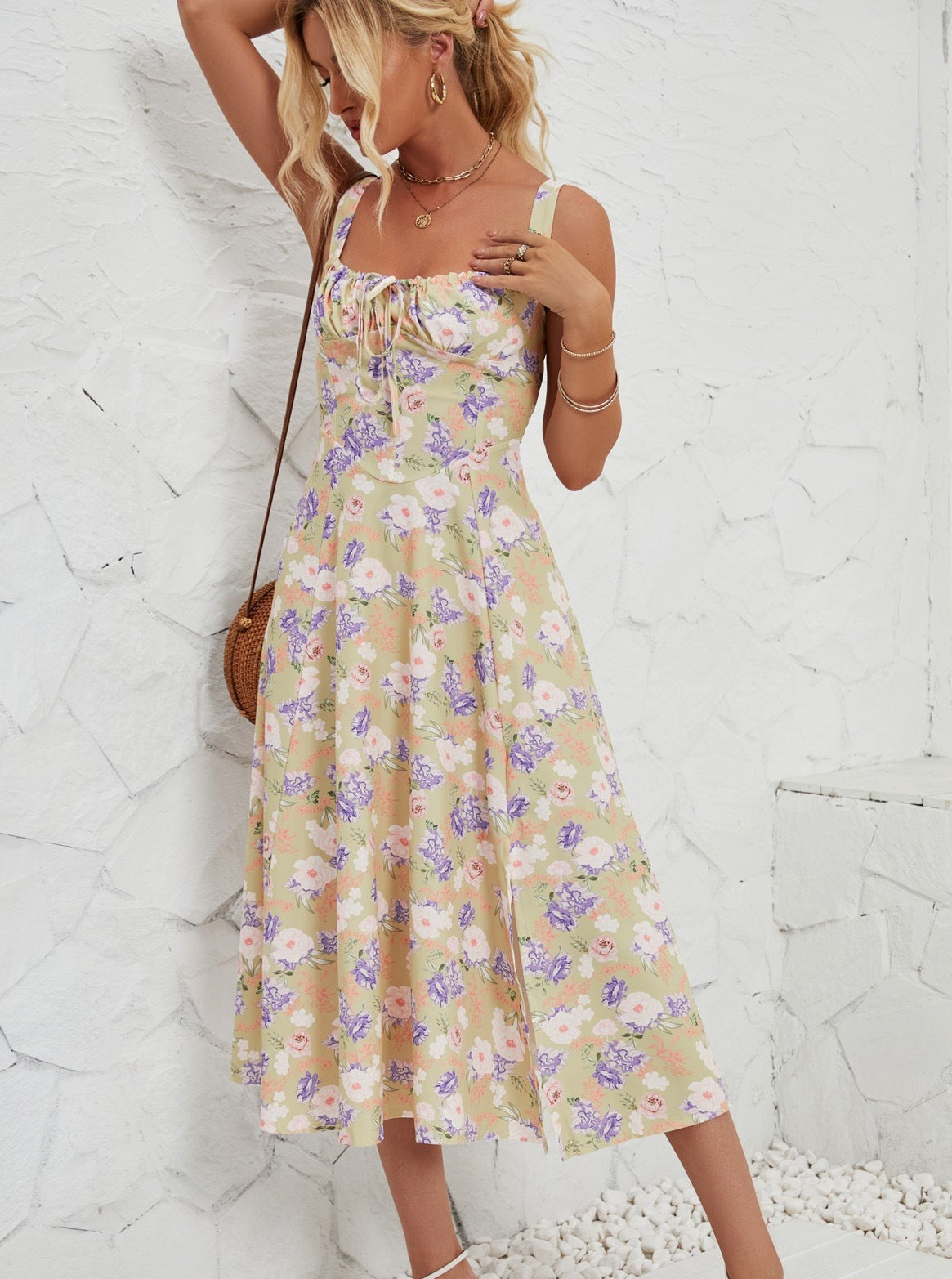 Robe d'été sans manches à imprimé floral 