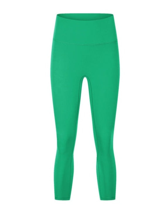 Pantalon de yoga extensible taille haute vert pour exercices