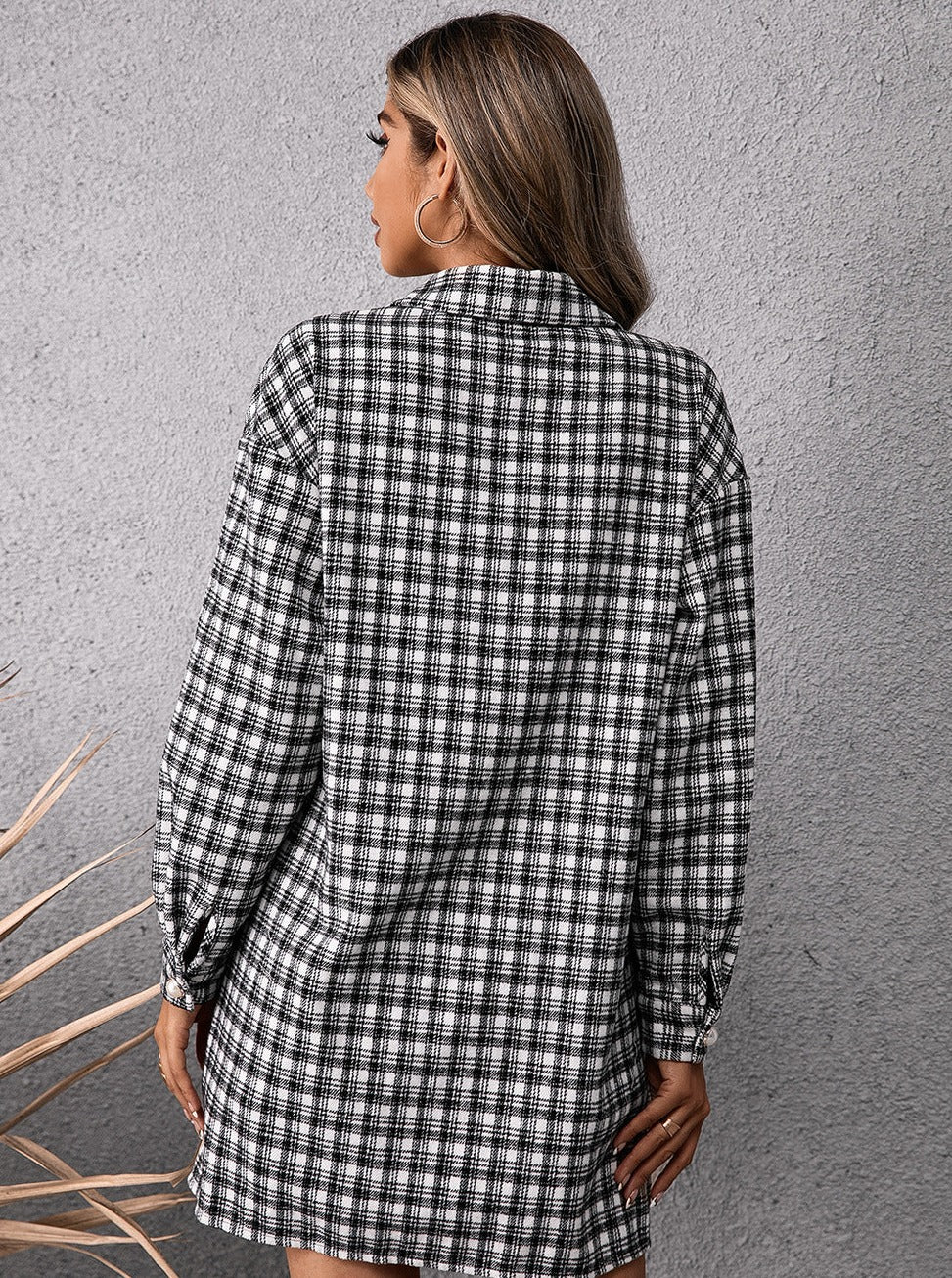 Robe boutonnée décontractée à carreaux