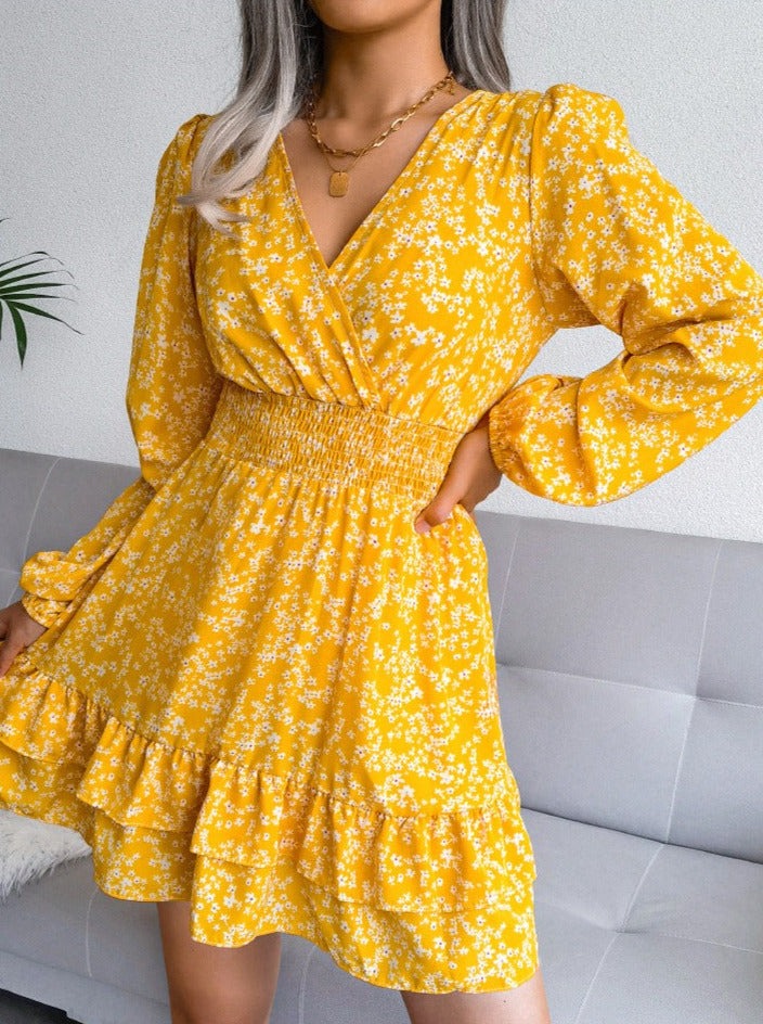 Robe à manches longues à imprimé floral