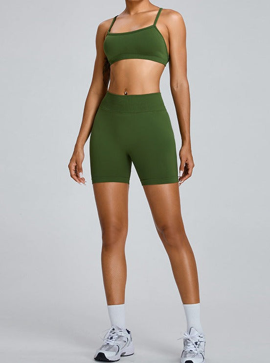 Short de sport taille haute sans couture vert menthe rehaussant les fesses 