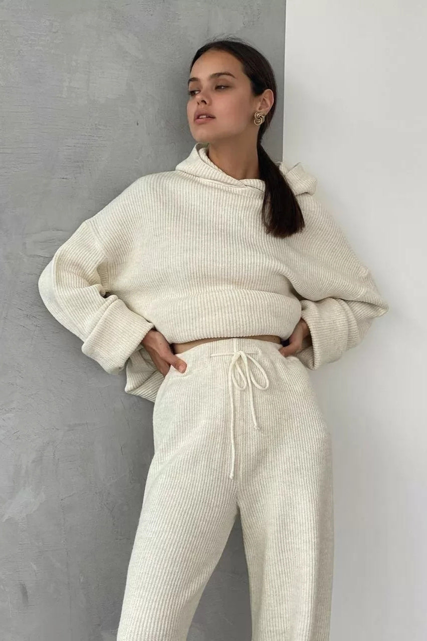 Ensemble pull et pantalon en tricot surdimensionné décontracté